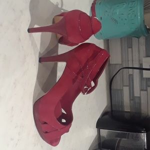 Red high heeled shoes